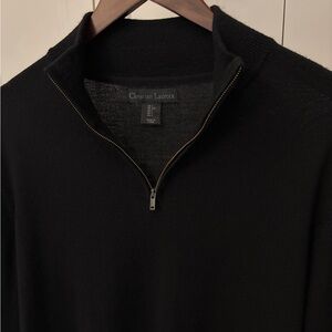 Christian Lacroix Men's Black Zip-Up Sweater-Merino Wool